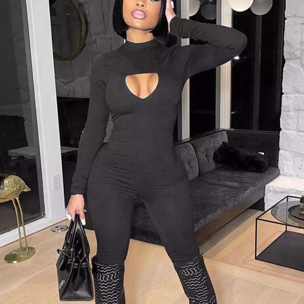 Black long sleeve jumpsuit/catsuit